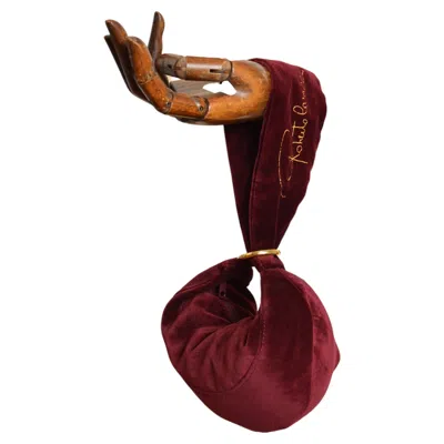 Pre-owned Roberto Cavalli Vintage  Burgundy Red Velvet Bracelet Clutch Evening Bag
