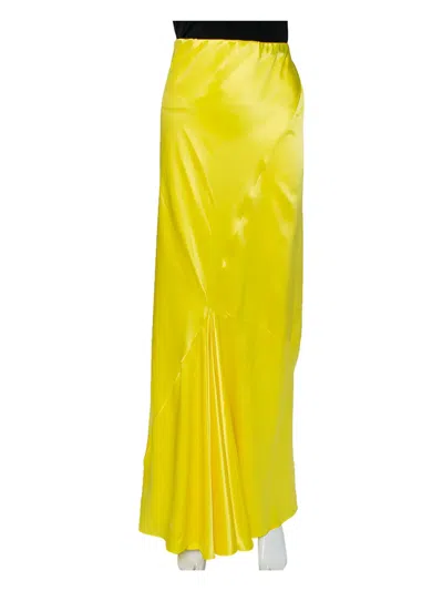 Pre-owned Roberto Cavalli Vintage Silk Flared Skirt In Yellow