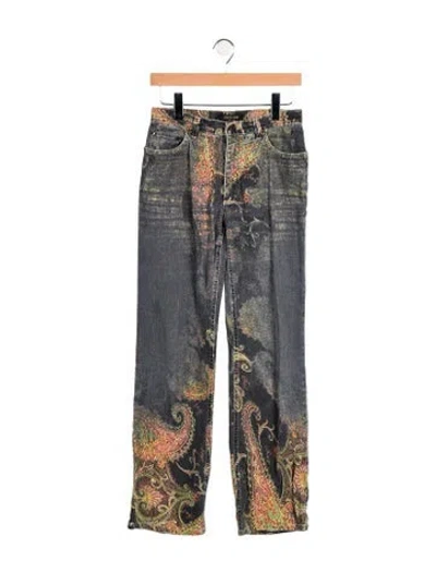 Pre-owned Roberto Cavalli Vintage Straight Leg Jeans In Black