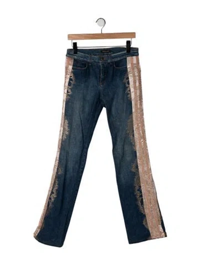 Pre-owned Roberto Cavalli Vintage Straight Leg Jeans In Blue/pink
