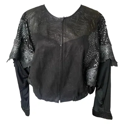 Pre-owned Roberto Cavalli Vintage Women's Leather Suede Jacket, Size M In Black