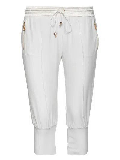 Pre-owned Roberto Cavalli Vintage Zip Pocket Drawstring Trousers In White