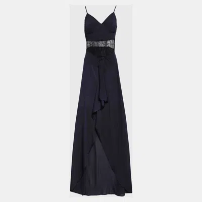 Pre-owned Roberto Cavalli Vinyon Gown 48 In Navy Blue