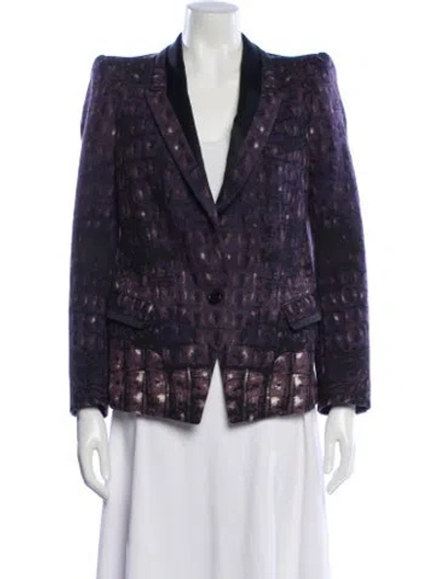 Pre-owned Roberto Cavalli Virgin Wool Blazer In Purple