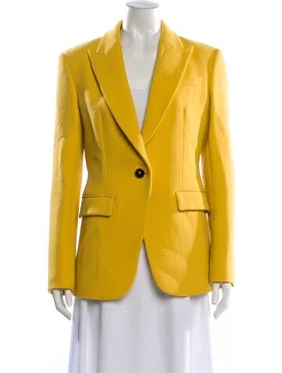 Pre-owned Roberto Cavalli Virgin Wool Blazer In Yellow