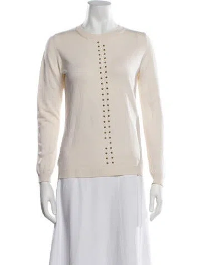 Pre-owned Roberto Cavalli Virgin Wool Crew Neck Sweater In Neutrals