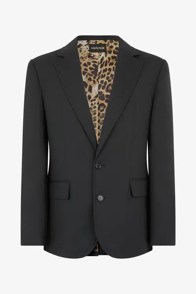 Roberto Cavalli Virgin Wool Jacket In Black