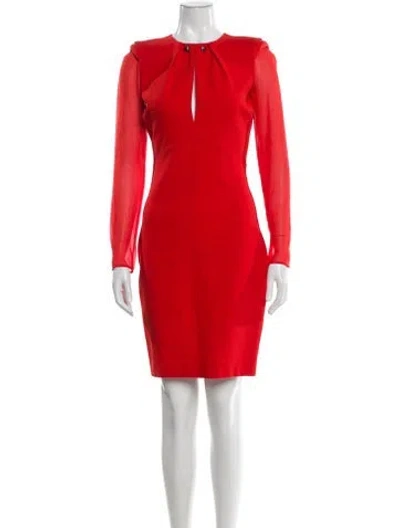 Pre-owned Roberto Cavalli Virgin Wool Knee-length Dress W/ Tags In Red