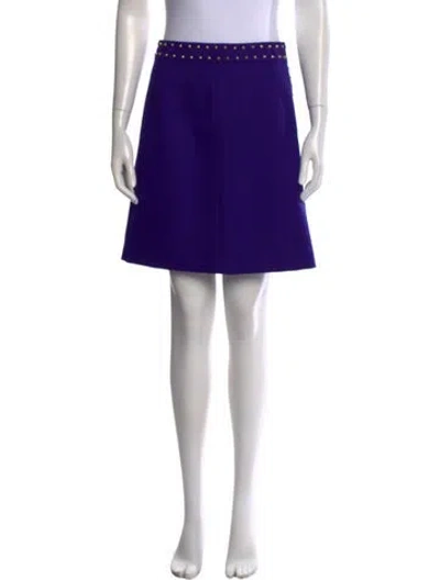 Pre-owned Roberto Cavalli Virgin Wool Mini Skirt In Purple