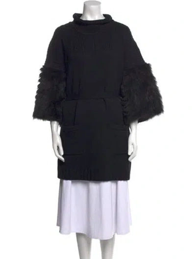 Pre-owned Roberto Cavalli Virgin Wool Mock Neck Sweater In Black