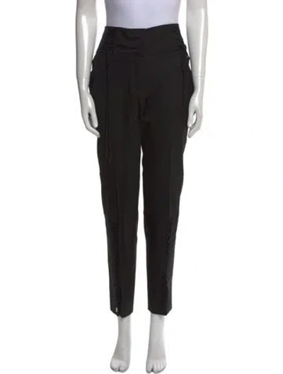 Pre-owned Roberto Cavalli Virgin Wool Straight Leg Pants In Black