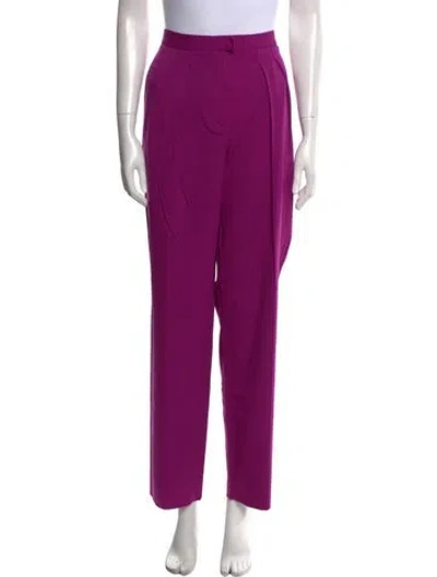 Pre-owned Roberto Cavalli Virgin Wool Straight Leg Pants In Purple