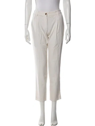Pre-owned Roberto Cavalli Virgin Wool Straight Leg Pants In White