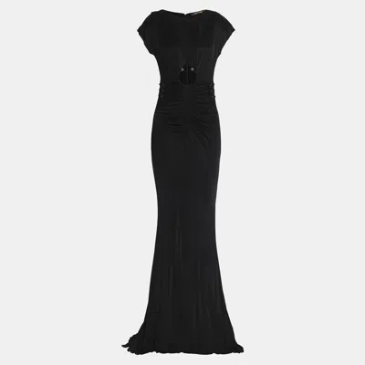 Pre-owned Roberto Cavalli Viscose Gown 40 In Black