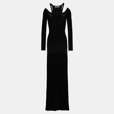 Pre-owned Roberto Cavalli Viscose Maxi Dress 44 In Black