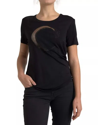 Pre-owned Roberto Cavalli Viscose Round Neck Class Women's T-shirt () In Black