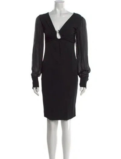 Pre-owned Roberto Cavalli V-neck Knee-length Dress In Black