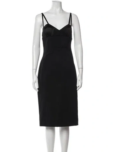 Pre-owned Roberto Cavalli V-neck Knee-length Dress In Black