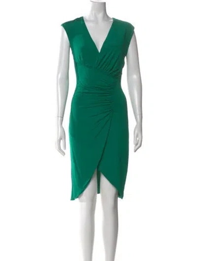 Pre-owned Roberto Cavalli V-neck Knee-length Dress In Green