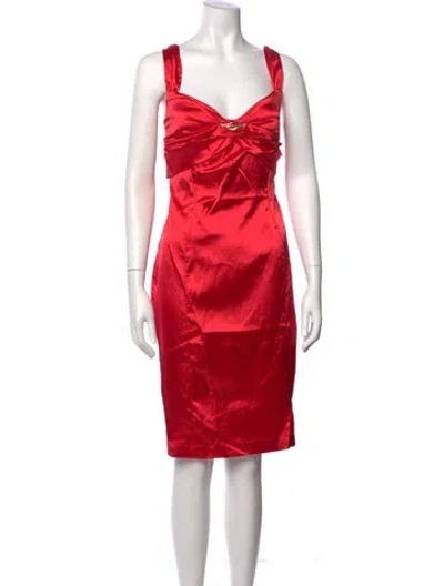 Pre-owned Roberto Cavalli V-neck Knee-length Dress In Red