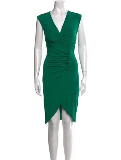 Pre-owned Roberto Cavalli V-neck Knee-length Dress W/ Tags In Green