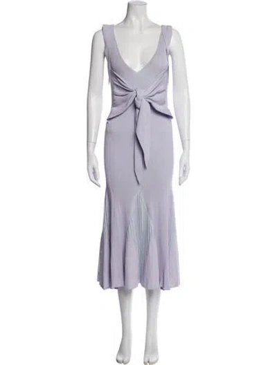 Pre-owned Roberto Cavalli V-neck Long Dress In Purple