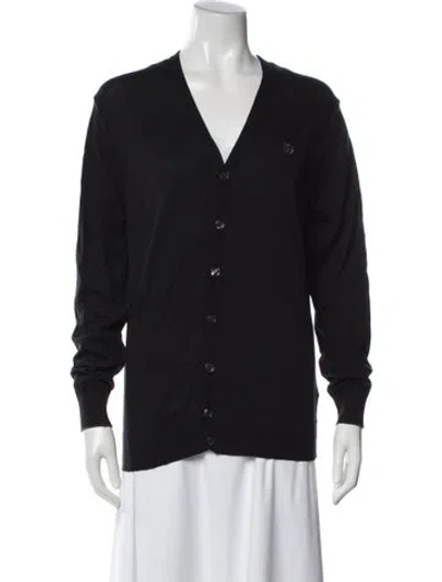 Pre-owned Roberto Cavalli V-neck Long Sleeve Cardigan In Black