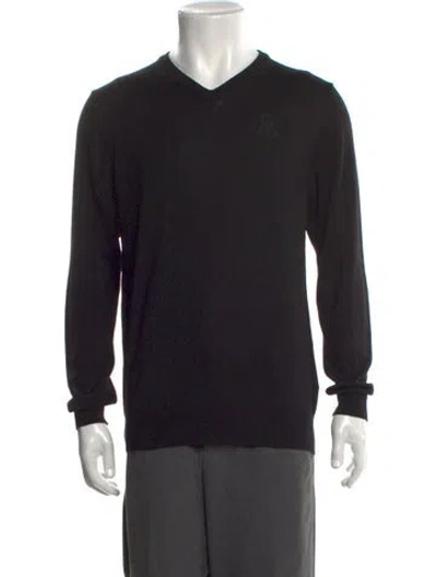 Pre-owned Roberto Cavalli V-neck Long Sleeve Pullover In Black