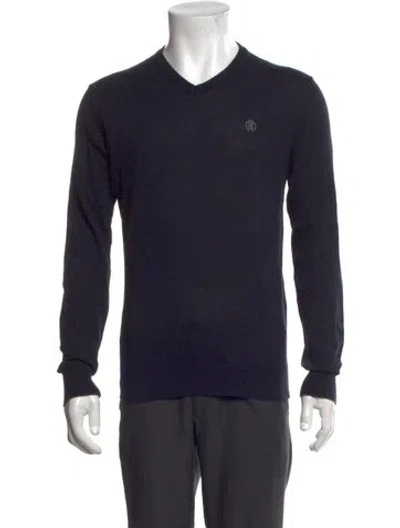 Pre-owned Roberto Cavalli V-neck Long Sleeve Pullover In Blue