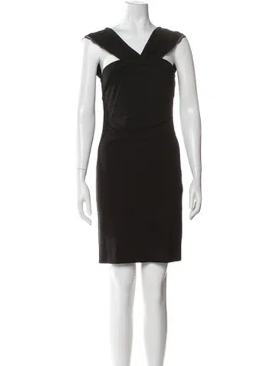 Pre-owned Roberto Cavalli V-neck Mini Dress In Blue