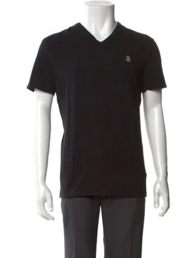 Pre-owned Roberto Cavalli V-neck Short Sleeve T-shirt In Black