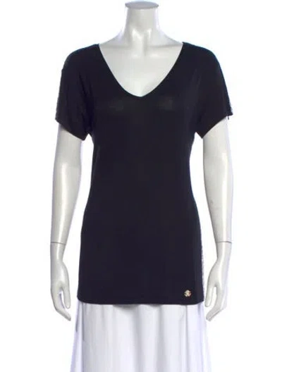 Pre-owned Roberto Cavalli V-neck Short Sleeve T-shirt In Black