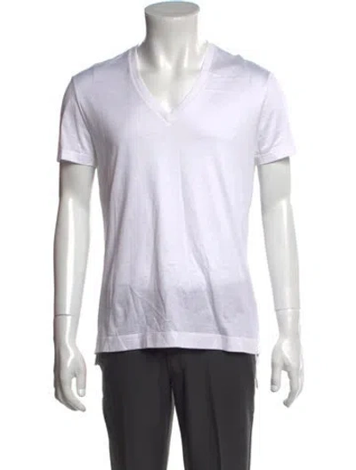 Pre-owned Roberto Cavalli V-neck Short Sleeve T-shirt In White