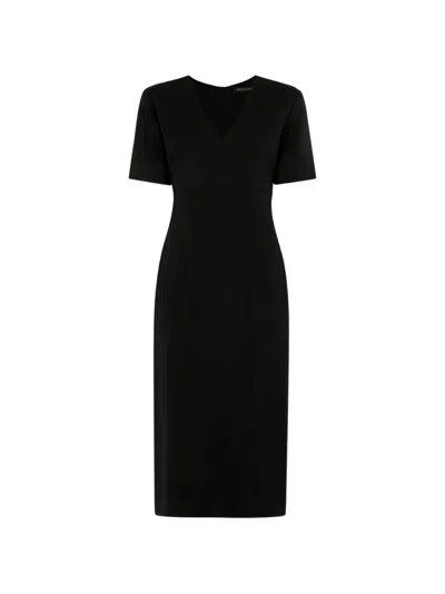 Roberto Cavalli V-neck Short-sleeve Midi Dress In Black