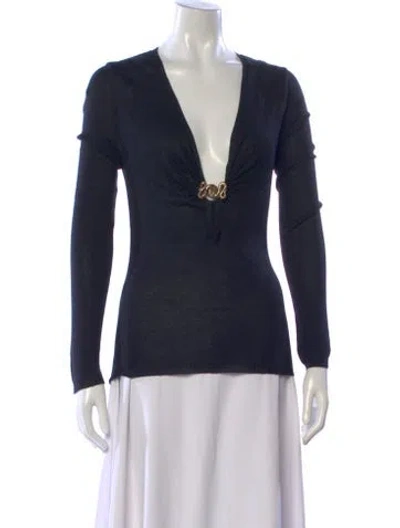 Pre-owned Roberto Cavalli V-neck Sweater In Blue