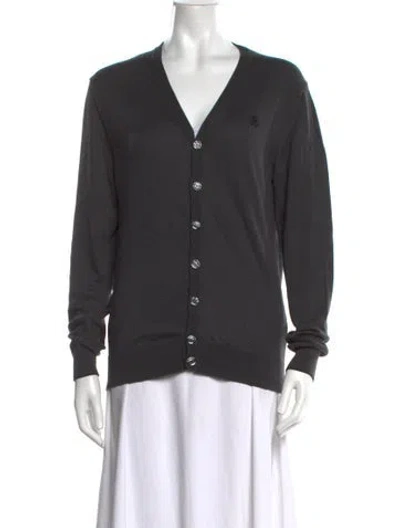 Pre-owned Roberto Cavalli V-neck Sweater In Grey