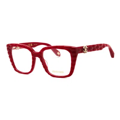 Roberto Cavalli Vrc106v09ez Quilted Square Full Rim Eyeglasses In Red