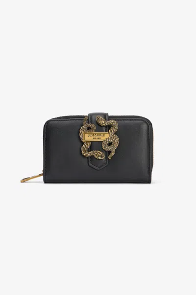 Roberto Cavalli Wallet With Logo Tag In Black