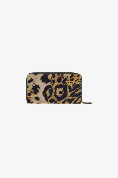 Roberto Cavalli Wallet With Monogram Rc And Zip In Brown