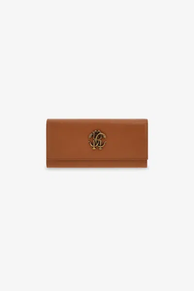 Roberto Cavalli Wallet With Monogram Rc In Brown