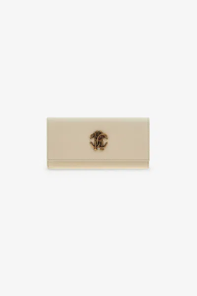 Roberto Cavalli Wallet With Monogram Rc In Neutral