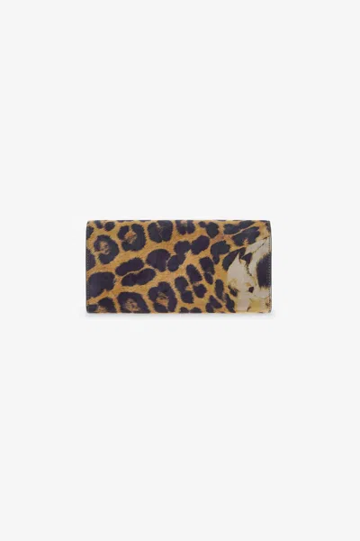 Roberto Cavalli Wallet With Monogram Rc In Animal Print