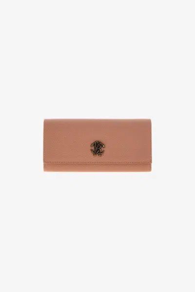 Roberto Cavalli Wallet With Monogram Rc In Brown