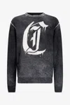 Roberto Cavalli Washed Black Sweater In Multi