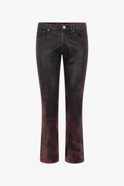 Roberto Cavalli Washed-effect Coated Jeans In Brown