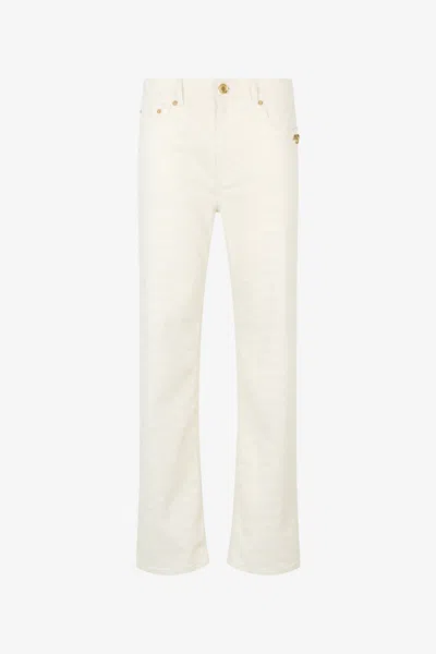 Roberto Cavalli Weisse Jeans Mit Geradem Bein Und Schuppen-print In White