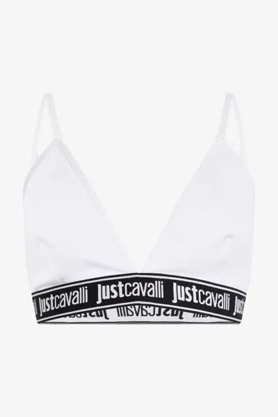 Roberto Cavalli White Triangle Bra Logo Band