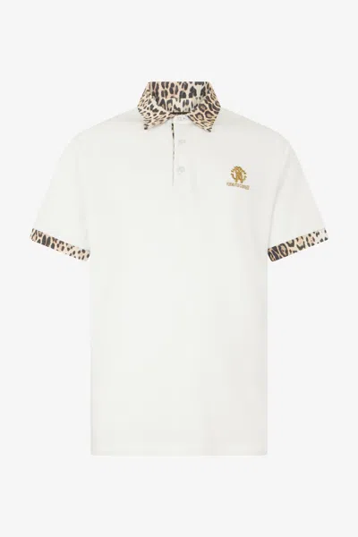 Roberto Cavalli White Jaguar Skin Detail Polo