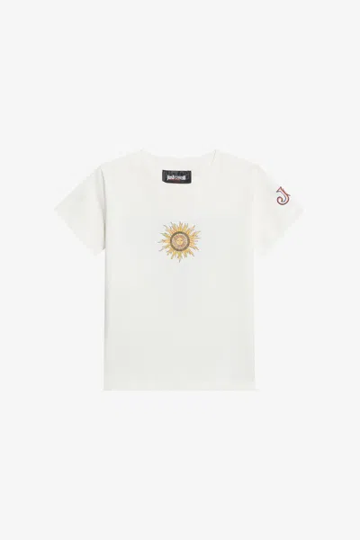 Roberto Cavalli Kids' Weisses T-shirt Mit Persian-tarot-grafik In White