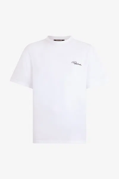 Roberto Cavalli Logo-embroidered T-shirt In White